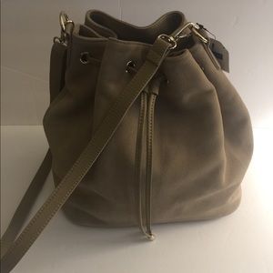 NWT WHBM suede drawstring duffle style bag